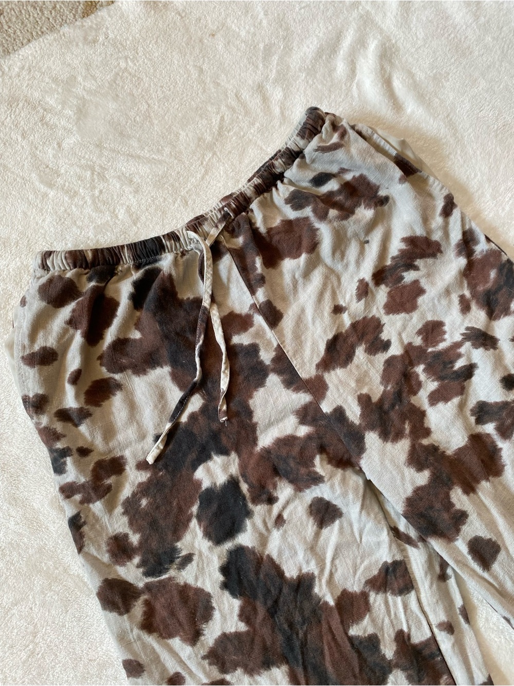 Sincerely Jules Wide-Leg Cow Print Pants - Brown/White